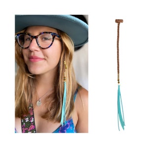 Turquoise Hair Charm with Clip in Hair Extension, Interchangeable Hair Jewelry, Festival Hair