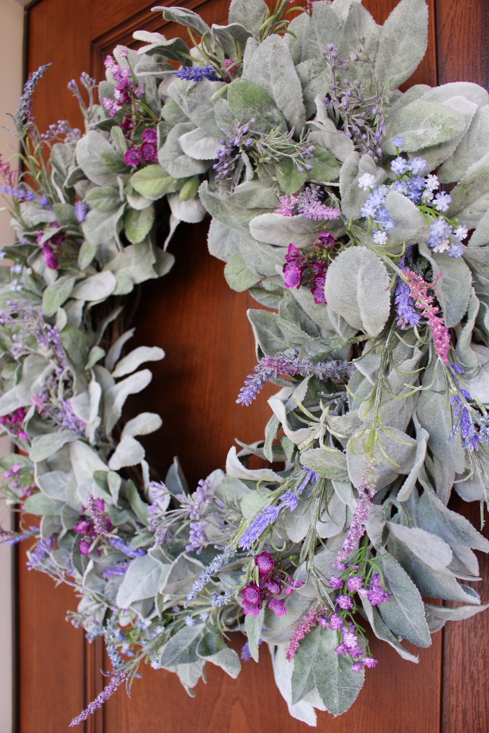 Mixed Purple Lavender & Baby's Breath Lambs Ear Wreath - Etsy