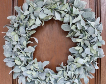 Lambs Ear Wreath – Farmhouse – Full Lambs Ear Wreath – All Season Year Round Wreath – Housewarming Gift, Home Décor