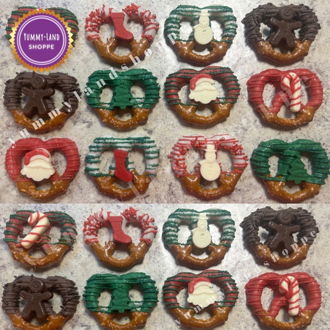 1 Dozen Holiday Gourmet Chocolate Pretzel Twists Christmas Pretzels