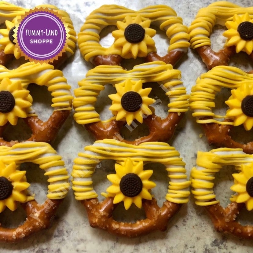 1 Dozen Gourmet Chocolate Sunflower LARGE Pretzel Twists Etsy