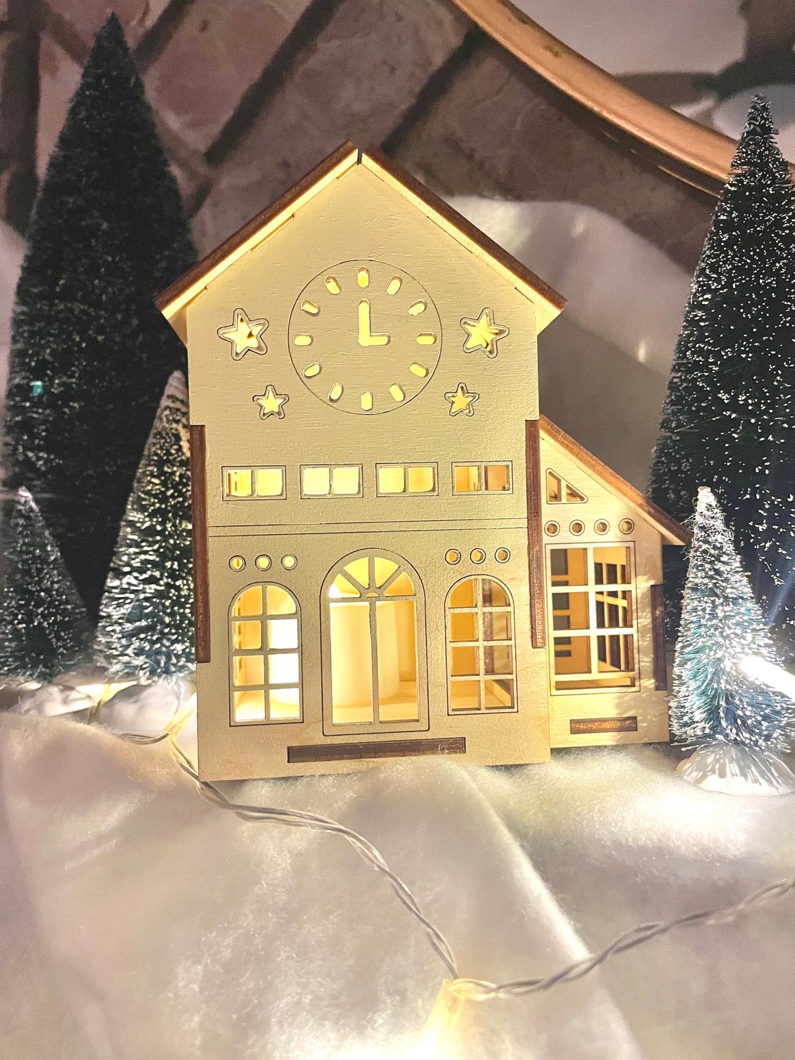Laser Cut Wood Christmas Village Set, Christmas Village Set, Diy