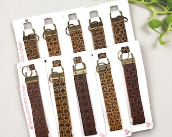 Floral Leather Wristlet Key Fob | Boho Key Holder with D-Ring