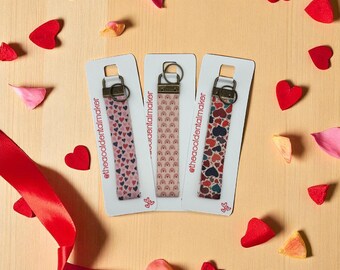 Handmade Heart Fabric Wristlet Keychain | Teacher Appreciation Gift