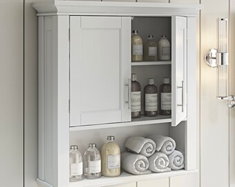 Large Linen Tower Cabinet Espresso 3 Adjustable Shelves Swing Door Bath Storage