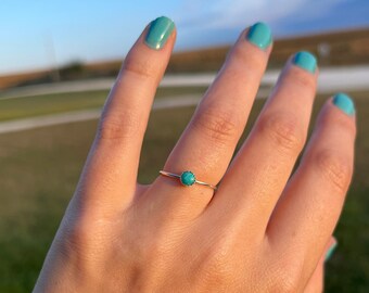 Dainty Turquoise Stacker Ring - Simple Band