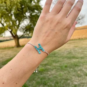 Turquoise Initial Cinch Bracelet