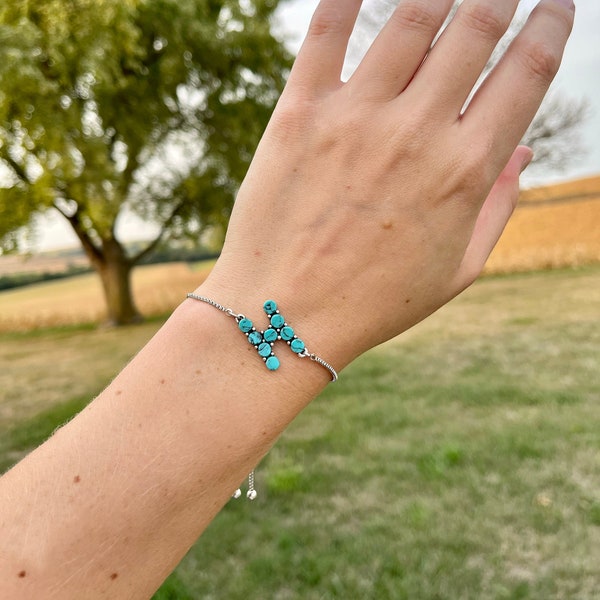 Turquoise Initial Cinch Bracelet