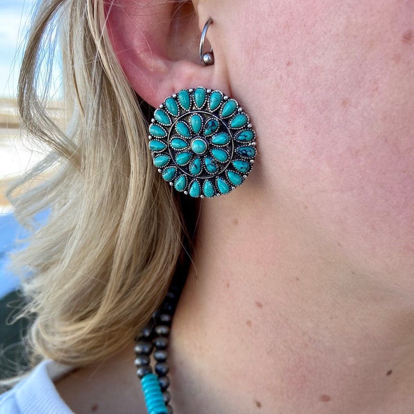 Mini Turquoise Cluster Earrings