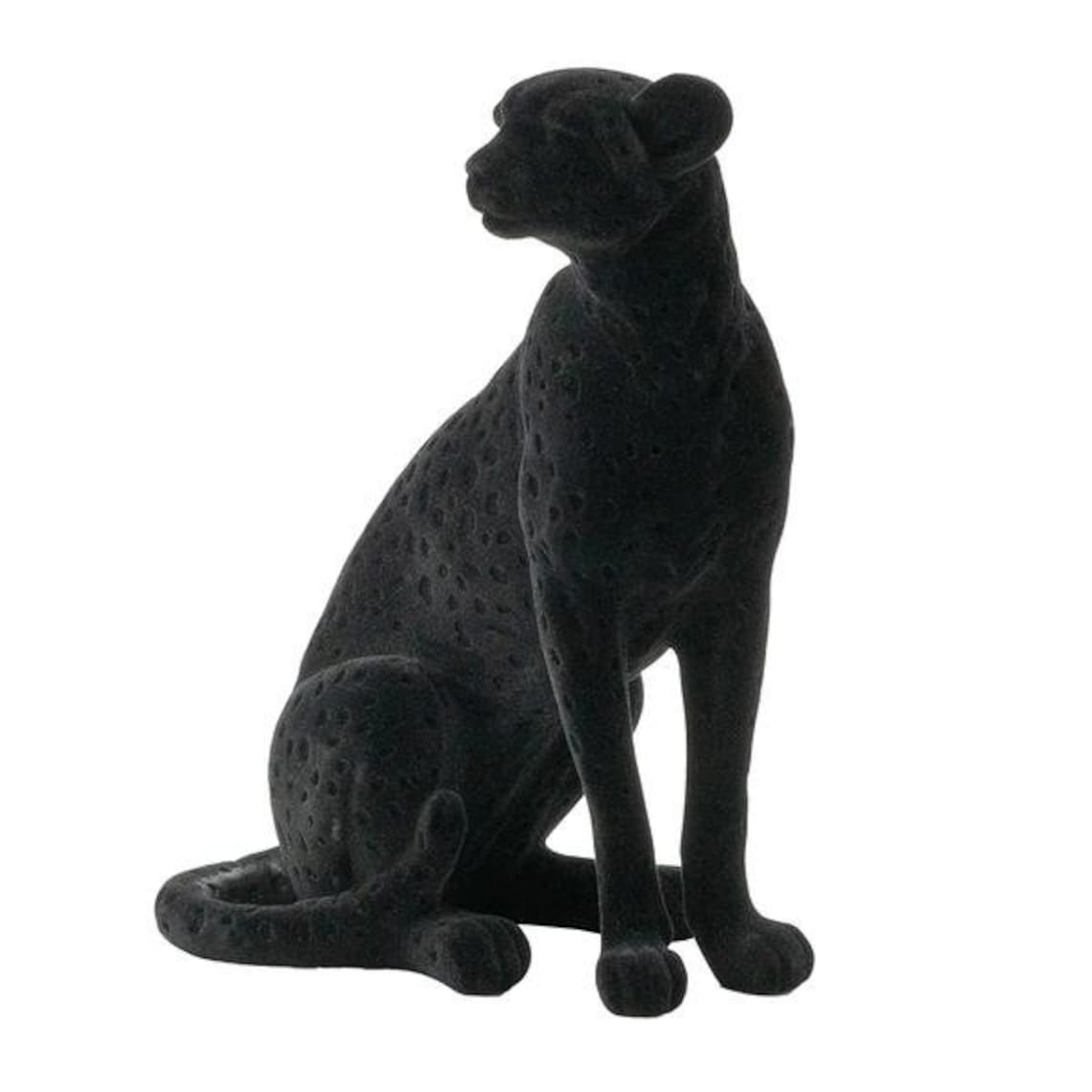 Flocked Sitting Leopard Statue Home Decor Stylish Etsy