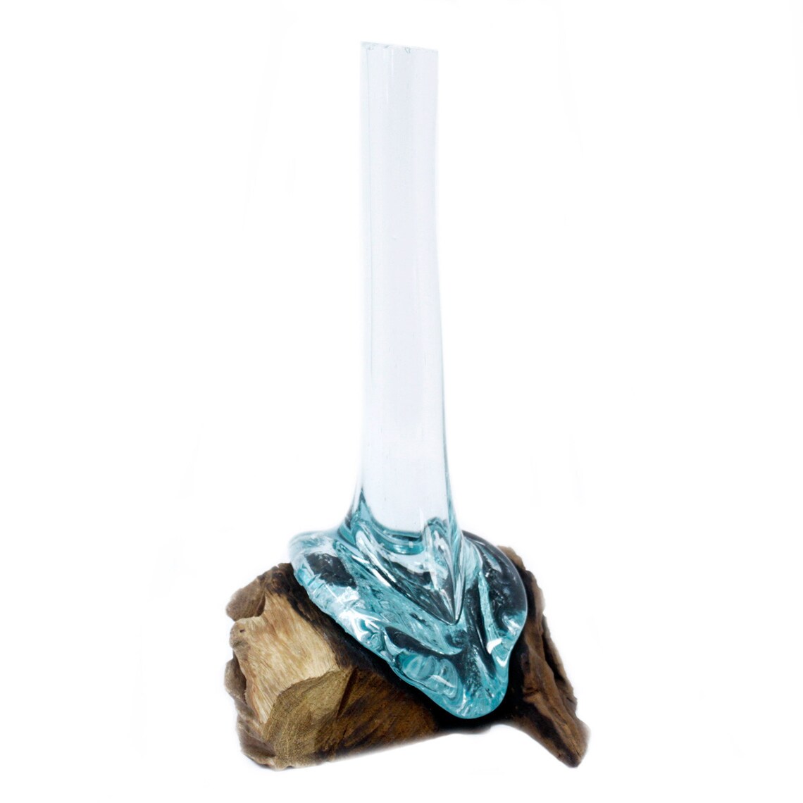 Molten Glass on Wood Vase Melted Glass Trend Hand Etsy
