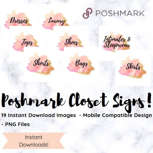 Poshmark Pink Glitter Closet Sign Items, Customized Boutique Signs, Organizational Poshmark Seller Groupings, Poshmark Custom Closet Signs