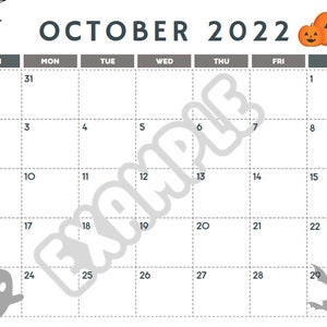 October 2022 Calendar - Printable PDF *Perfect Teacher Aid*