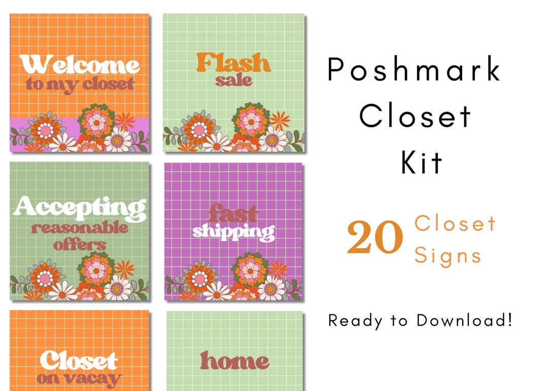 20 Retro Poshmark Closet Signs, Ready to Post, Instant Download, 1080 X ...