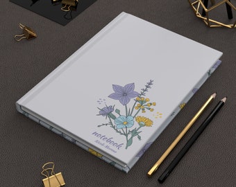 Decorated Edges Flowered Notebook - Personalized Writing Journal for Manifestation, Self-Care, and Gratitude - Unique Wildflower Design