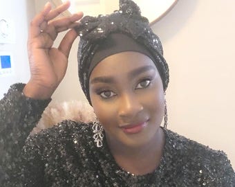 Sequin Bow Turban: Sparkly Fashion Headwrap