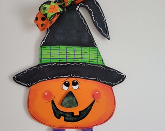 Witch Halloween Pumpkin Door Hanger