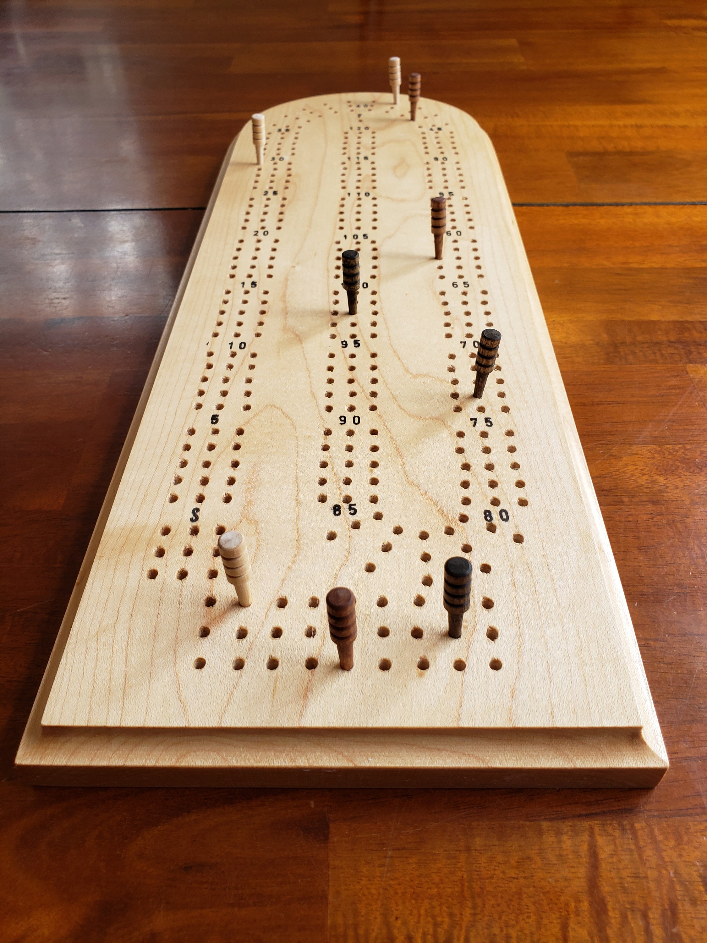 Cribbage Board 3 Track Solid Wood Maple Hand Made Etsy Canada