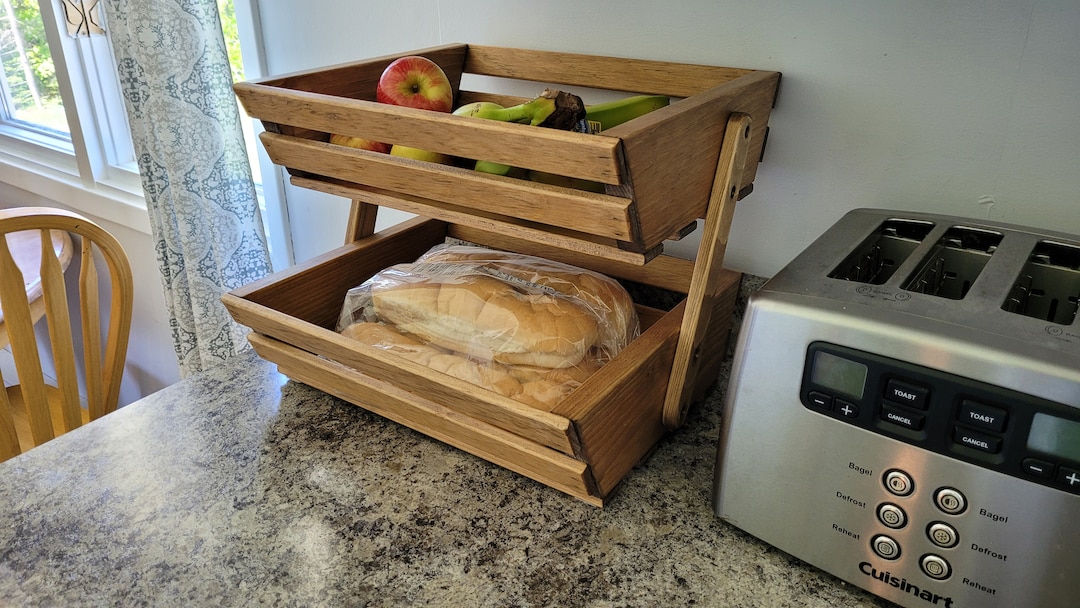 Solid Wood Fruit and Vegetable Rack 2 Tier Special Walnut Stained Etsy