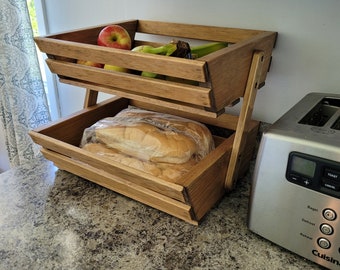 Solid Wood Fruit and Vegetable Rack - 2 Tier - Special Walnut Stained