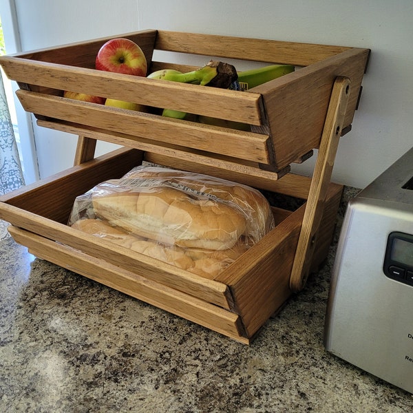 Solid Wood Fruit and Vegetable Rack - 2 Tier - Special Walnut Stained