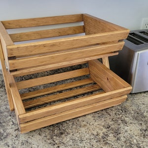 Solid Wood Fruit and Vegetable Rack 2 Tier Special Walnut Stained image 5