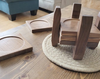 Hardwood Coaster Set - Solid Walnut - Hand Made