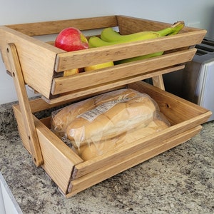 Solid Wood Fruit and Vegetable Rack 2 Tier Special Walnut Stained image 2