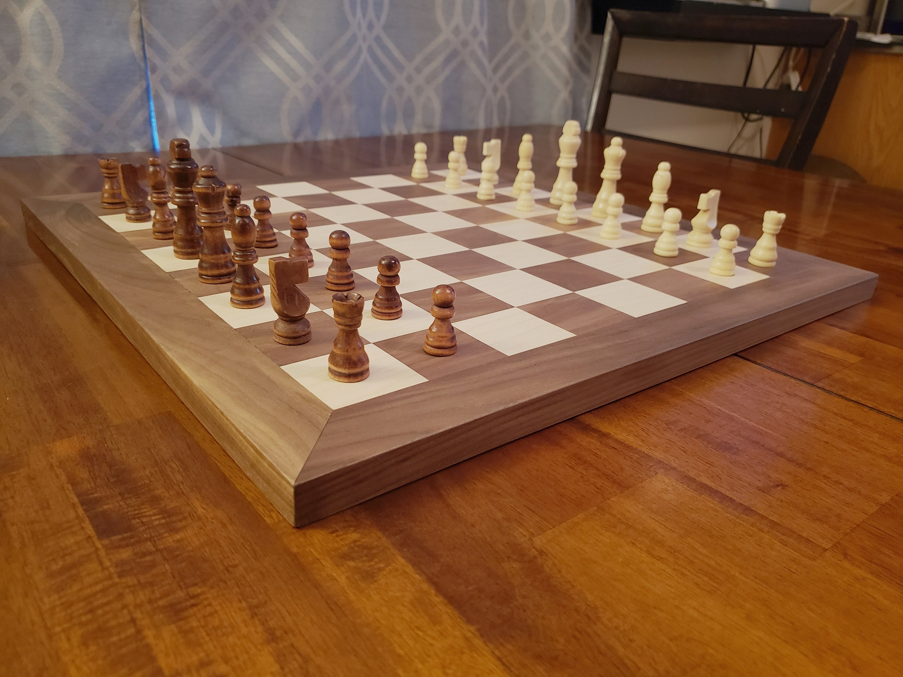 Juego de ajedrez de madera / Tablero de arce y nogal macizo / Etsy España