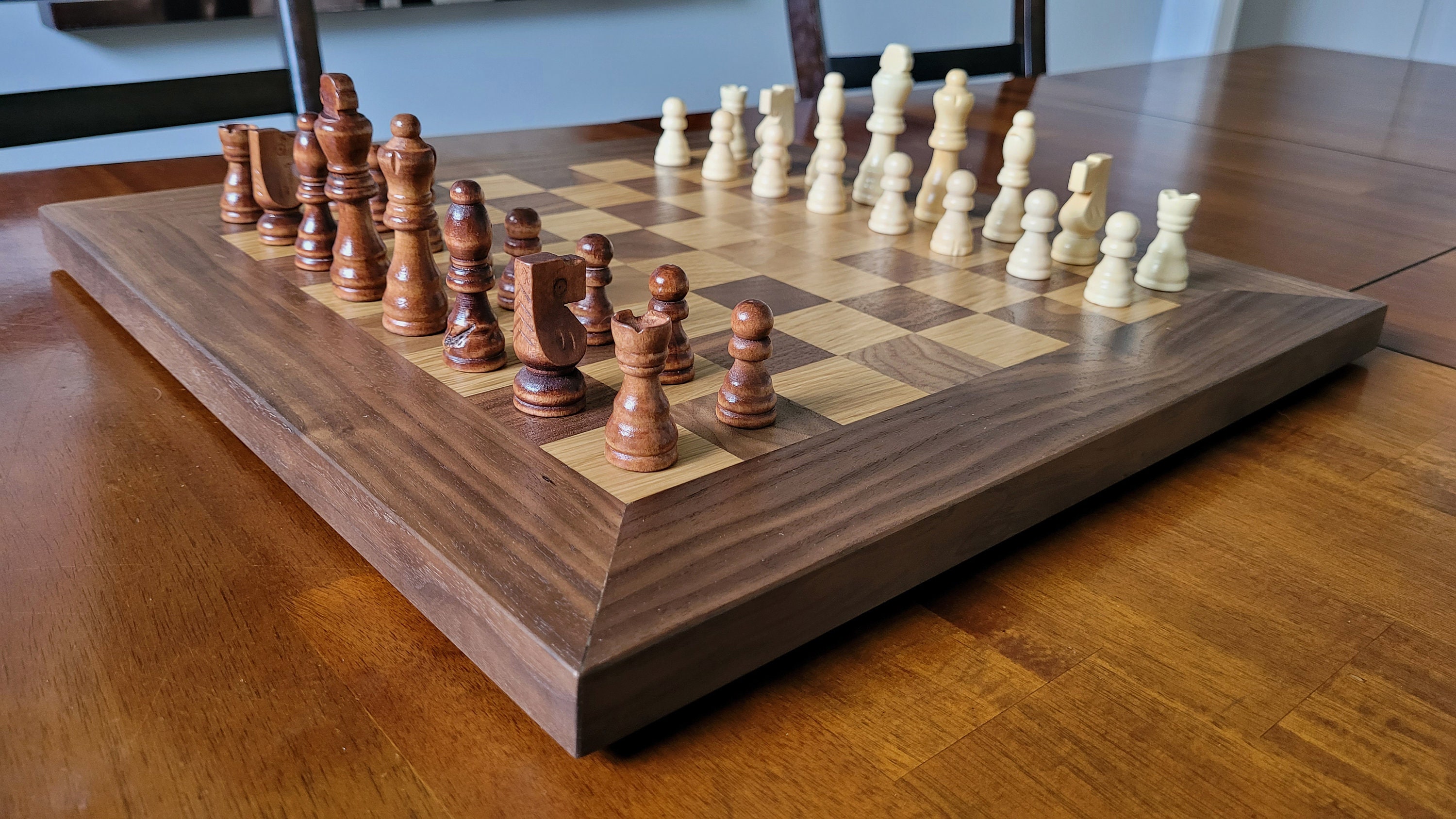 Chest Set Table Wood Chess Set Solid Walnut and White Oak Coffee Table - Etsy