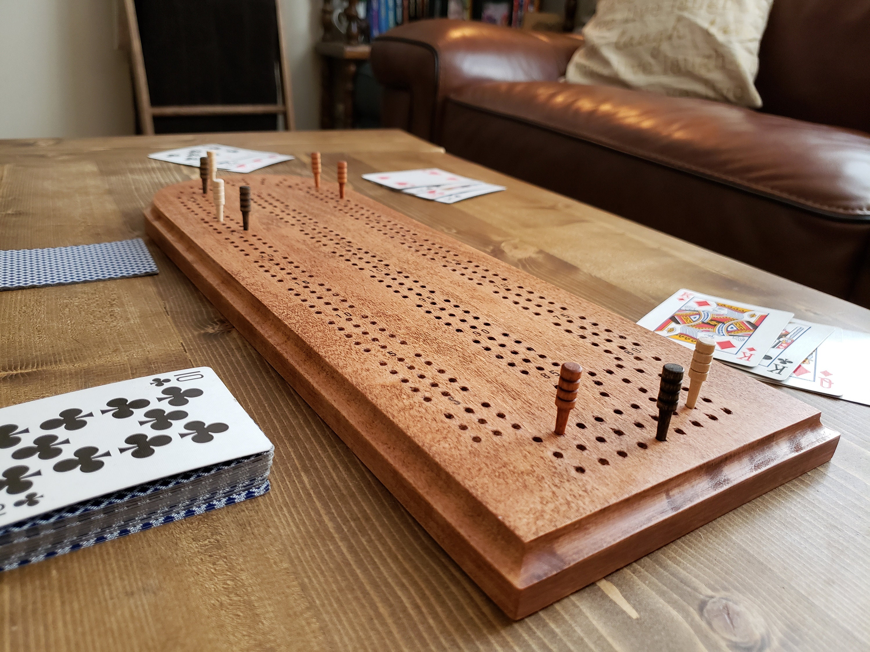 Cribbage Board 3 Track Solid Wood Maple Hand Made Etsy