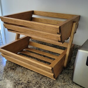 Solid Wood Fruit and Vegetable Rack 2 Tier Special Walnut Stained image 4