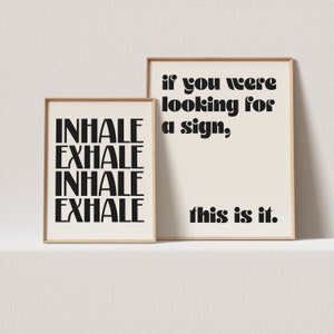 Galería pared / set de 2 carteles retro "Inhale Exhale + This is It". Un must have para tu pared de galería / DESCARGA DIGITAL