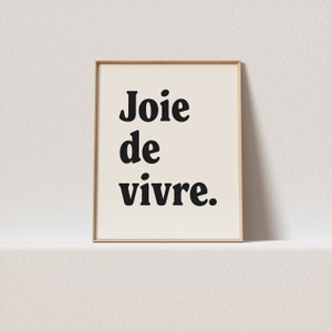 Cartel retro "Joie de vivre". Impresionante tipografía, imprescindible para la pared de tu galería. ¡A un clic de distancia para ser tuyo, para siempre!