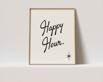 Kunstdruck Zitat "Happy Hour." Atemberaubende Mid Century Typografie, muss für Deine Galeriewand haben. Ein Klick weg, um dir zu sein, für immer!