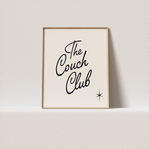 Retro poster &quot;The couch club.&quot; Stunning mid century typography, a must have for your gallery wall. A click away to be yours, forever!