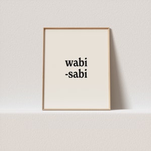 Retro print &quot;Wabi-sabi.&quot; Stunning typography, a must have for your gallery wall. A click away to be yours, forever!