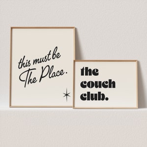 gallery wall set of 2 retro posters &quot;the couch club + this must be the place.&quot; A must have for your gallery wall | DIGITAL DOWNLOAD