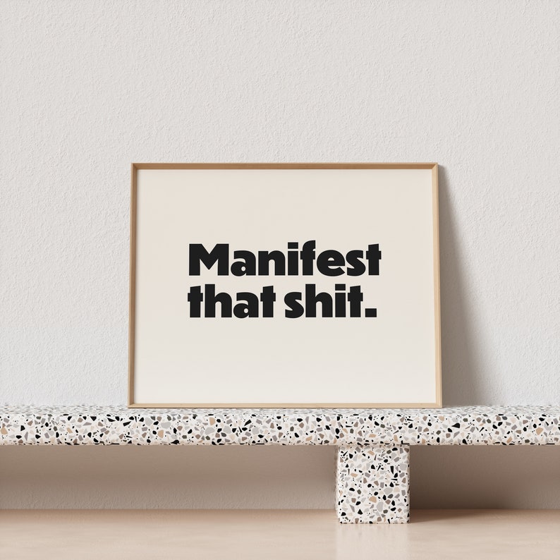 Horizontal retro art print "Manifest that shit." Stunning typography, must have for your gallery wall. A click away to be yours, forever! image 4