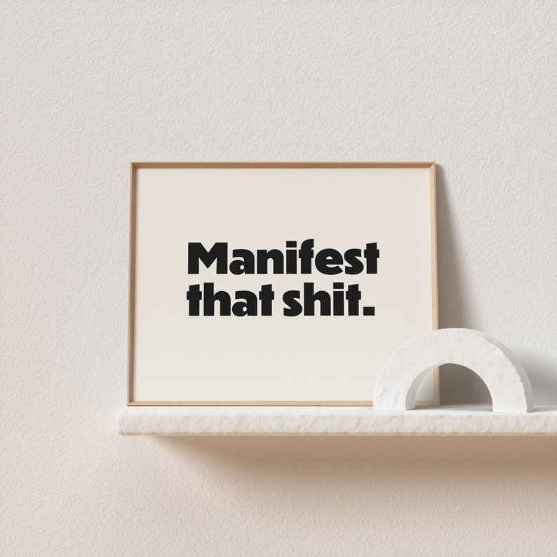 Horizontal retro art print "Manifest that shit." Stunning typography, must have for your gallery wall. A click away to be yours, forever! image 5