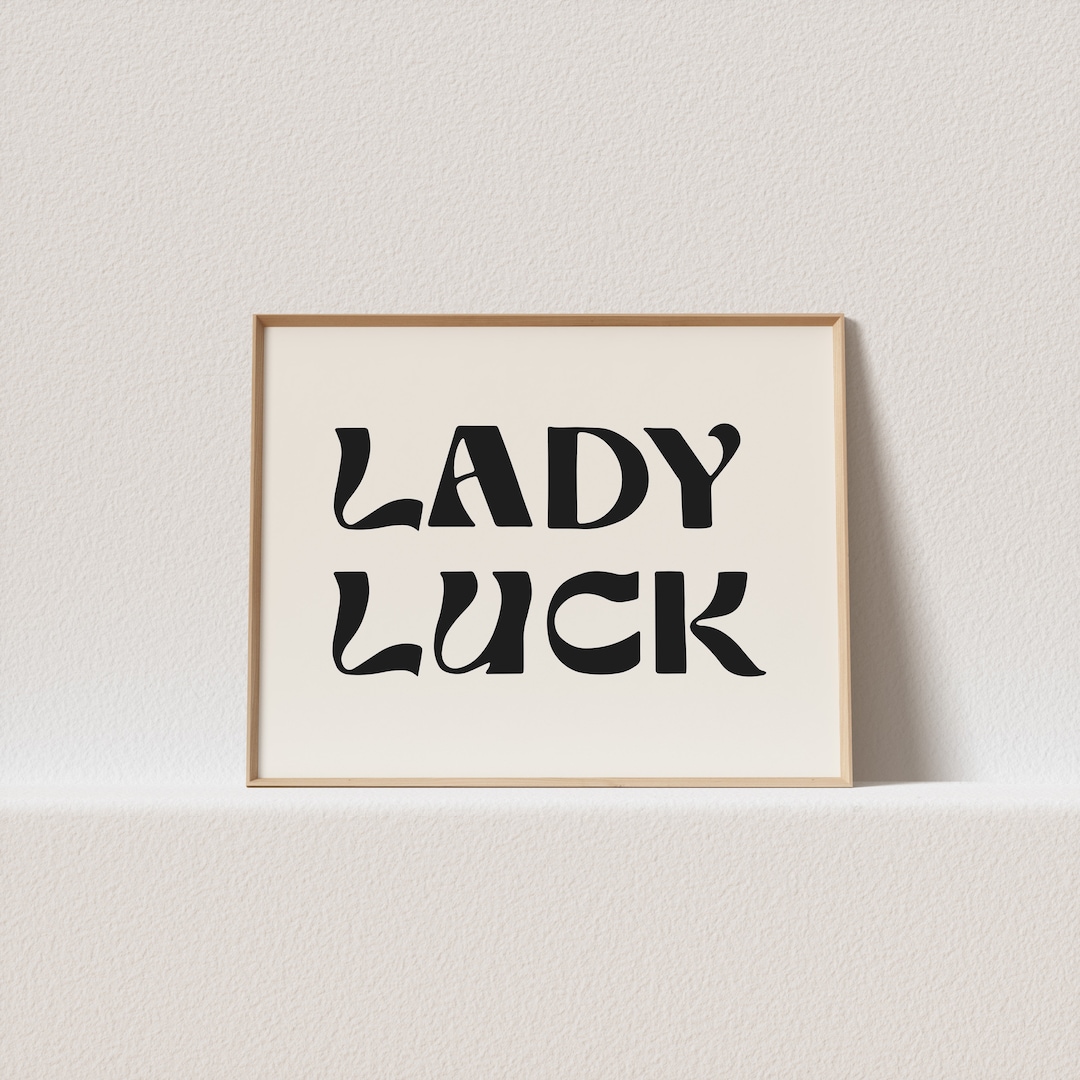 Lady Luck In Cursive Horizontal Retro Art Print