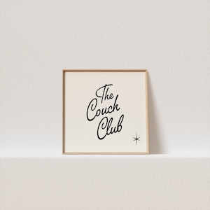 square retro poster &quot;The couch club.&quot; 50s typography, a must have for your gallery wall. A click away to be yours, forever!