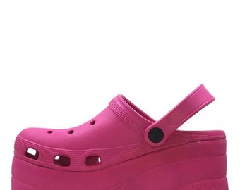 pink platform clogs