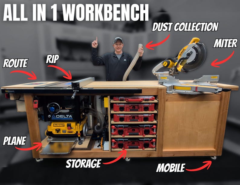 Mobile Woodworking Workbench Plans - Etsy