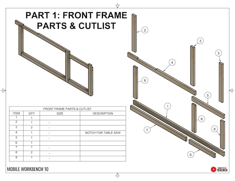 Workbench Labeled Mobile Woodworking Workbench Plans - Etsy