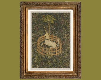 Unicorn Tapestry Cross Stitch Pattern - Tiny Cross Stitch - Art History