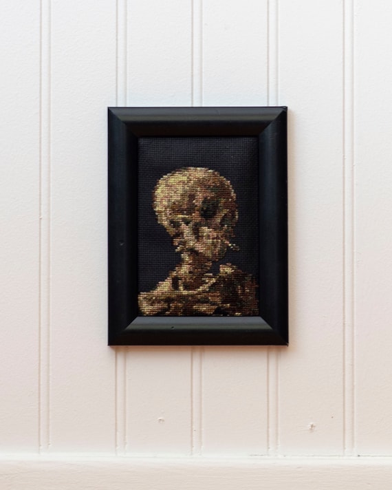 Skeleton Smoking A Cigarette - Cross Stitch Pattern - Vincent Van Gogh