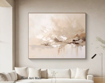 Original Light Color Abstract Painting Colorful Light Color Abstract Landscape Painting Gray and Beige Textured Painting Modern Wall Art