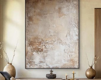 Wabi Sabi Abstract Wall Painting Large Brown Beige Abstract Painting Beige 3d Texture Painting Abstract Beige White Painting Brown Art