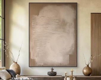 Neutral Abstract Brown Minimalist Painting Wabi-sabi Decorative Art Modern Textured Abstract Painting Bohemian Style Decoration Painting